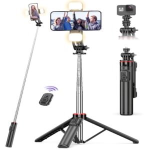 53“Selfie Sticks Tripod,with Wireless Remote Control and Double fill light