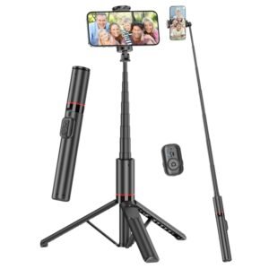 52“ aluminum alloy selfie stick tripod, portable and lightweight